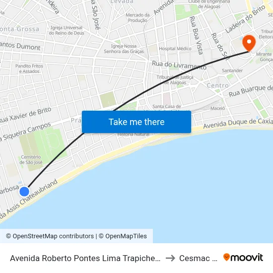 Avenida Roberto Pontes Lima Trapiche Da Barra Maceió - Alagoas 57001 Brasil to Cesmac - Campus IV map