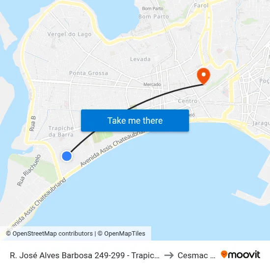 R. José Alves Barbosa 249-299 - Trapiche Da Barra Maceió - Al 57010-420 Brasil to Cesmac - Campus IV map