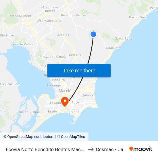 Ecovia Norte Benedito Bentes Maceió - Alagoas Brasil to Cesmac - Campus IV map
