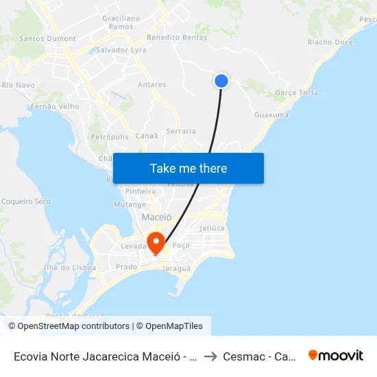 Ecovia Norte Jacarecica Maceió - Alagoas Brasil to Cesmac - Campus IV map