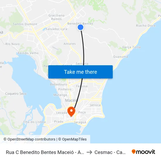 Rua C Benedito Bentes Maceió - Alagoas Brasil to Cesmac - Campus IV map