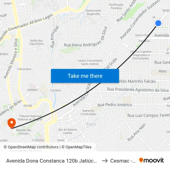 Avenida Dona Constanca 120b Jatiúca Maceió - Alagoas 57036-370 Brasil to Cesmac - Campus IV map