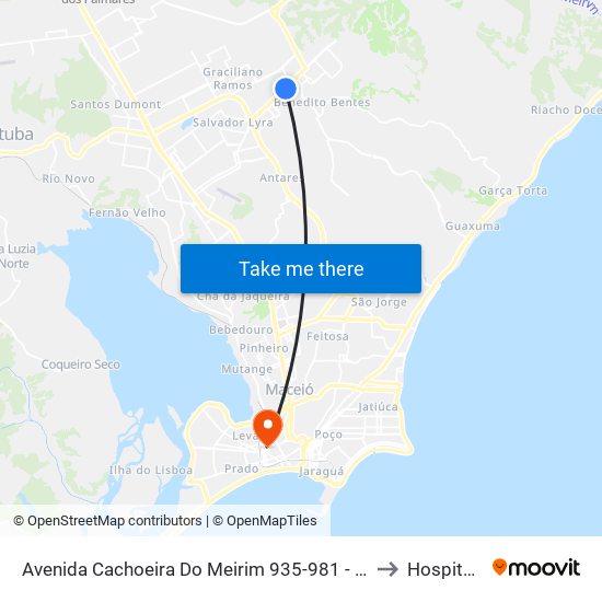 Avenida Cachoeira Do Meirim 935-981 - Benedito Bentes Maceió - Al Brasil to Hospital Médico map