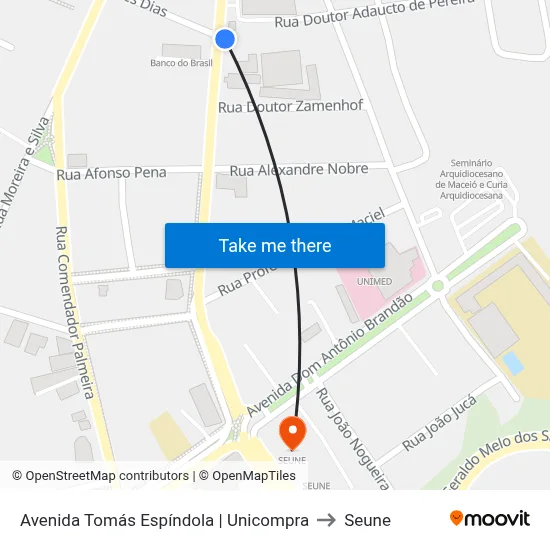 Avenida Tomás Espíndola | Unicompra to Seune map