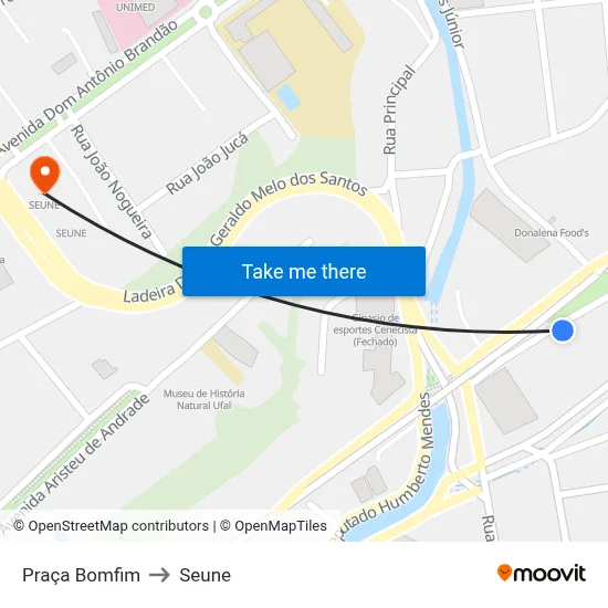 Praça Bomfim to Seune map