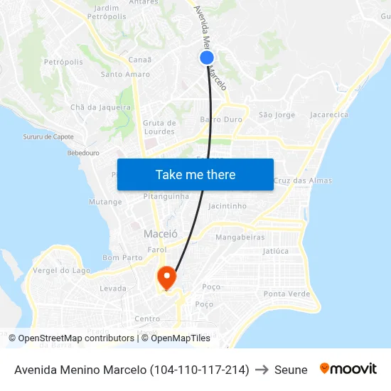 Avenida Menino Marcelo (104-110-117-214) to Seune map