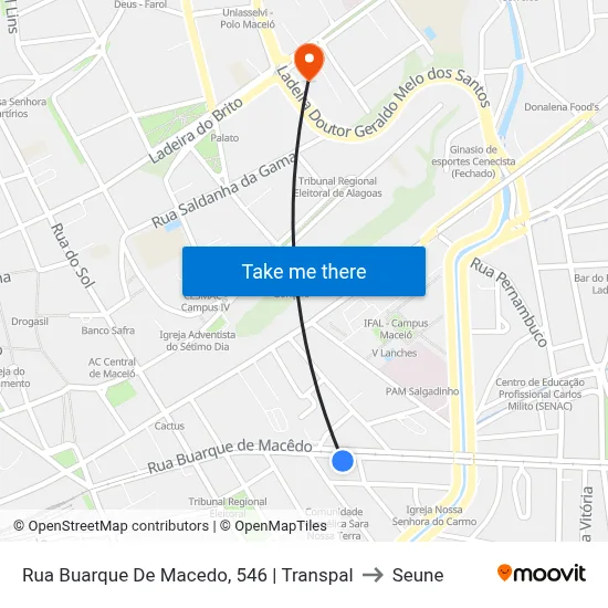 Rua Buarque De Macedo, 546 | Transpal to Seune map