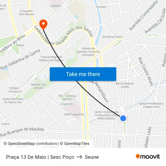 Praça 13 De Maio | Sesc Poço to Seune map