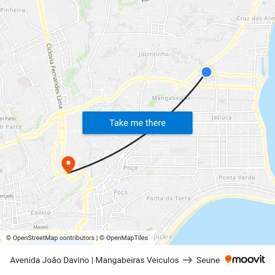 Avenida João Davino | Mangabeiras Veiculos to Seune map