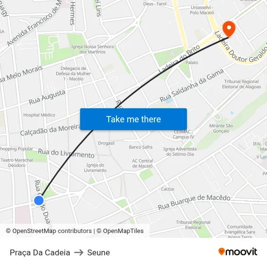 Praça Da Cadeia to Seune map