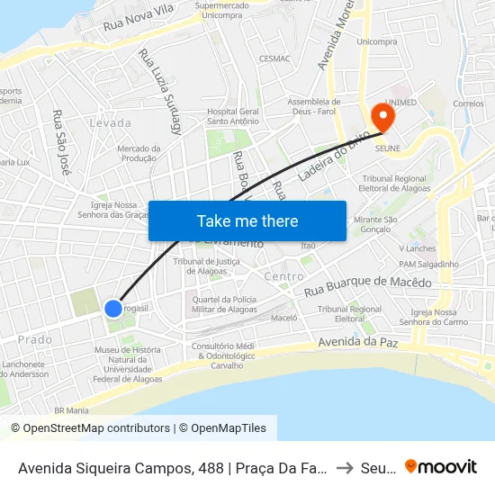 Avenida Siqueira Campos, 488 | Praça Da Faculdade to Seune map