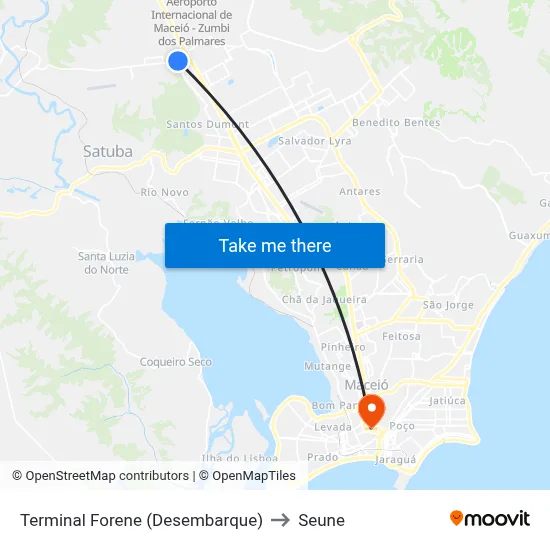 Terminal Forene (Desembarque) to Seune map