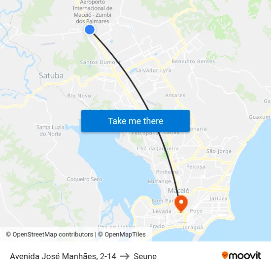 Avenida José Manhães, 2-14 to Seune map