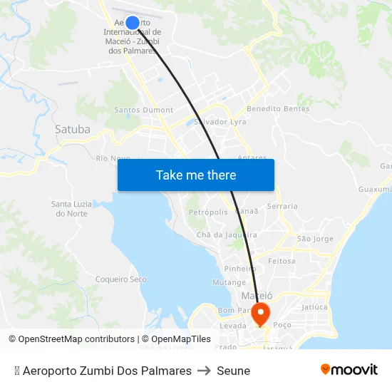 ✈️ Aeroporto Zumbi Dos Palmares to Seune map