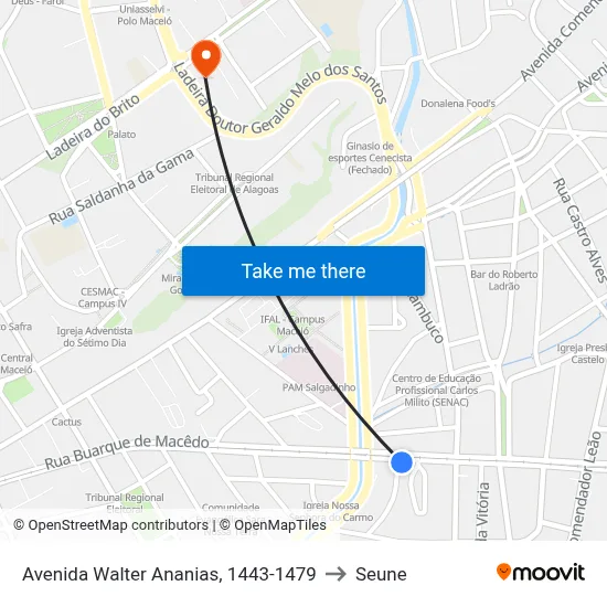 Avenida Walter Ananias, 1443-1479 to Seune map