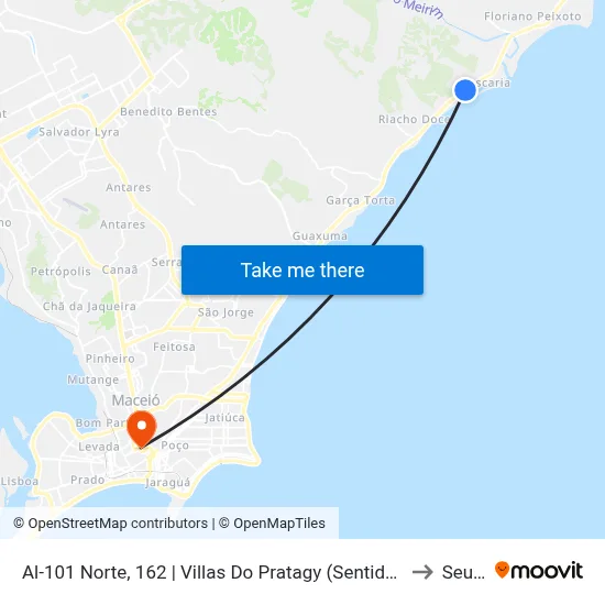 Al-101 Norte, 162 | Villas Do Pratagy (Sentido Cidade) to Seune map