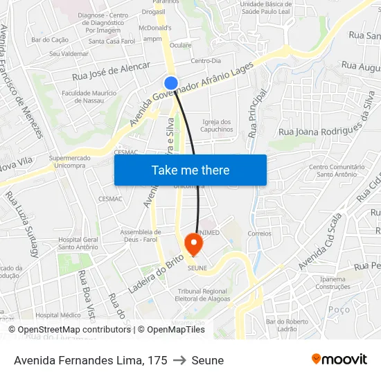 Avenida Fernandes Lima, 175 to Seune map