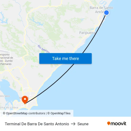Terminal De Barra De Santo Antonio to Seune map