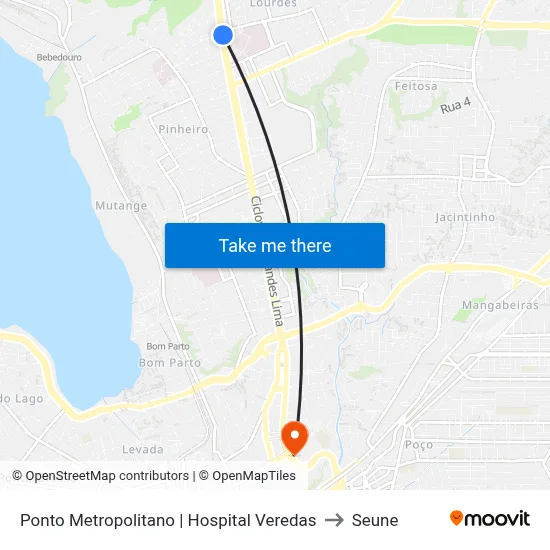 Ponto Metropolitano | Hospital Veredas to Seune map