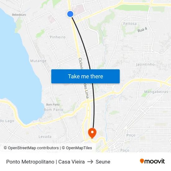 Ponto Metropolitano | Casa Vieira to Seune map