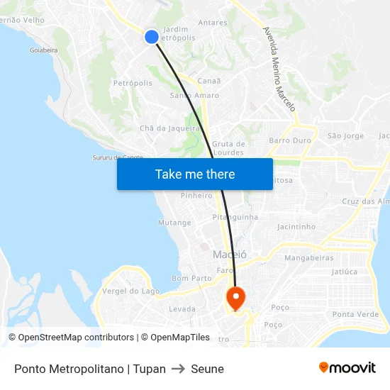 Ponto Metropolitano | Tupan to Seune map