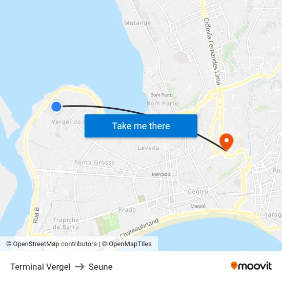 Terminal Vergel to Seune map