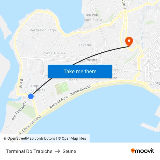 Terminal Do Trapiche to Seune map