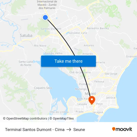 Terminal Santos Dumont - Cima to Seune map