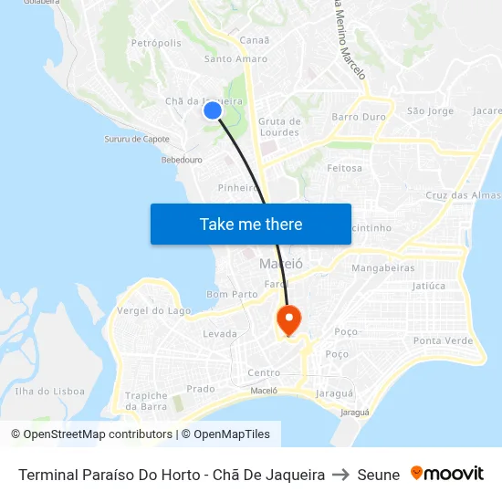 Terminal Paraíso Do Horto - Chã De Jaqueira to Seune map