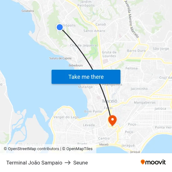 Terminal João Sampaio to Seune map