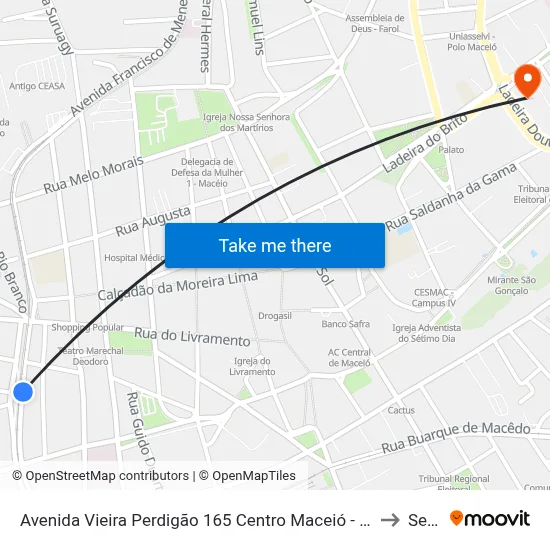 Avenida Vieira Perdigão 165 Centro Maceió - Al 57020-290 Brasil to Seune map