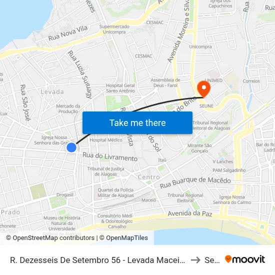 R. Dezesseis De Setembro 56 - Levada Maceió - Al 57017-020 Brasil to Seune map