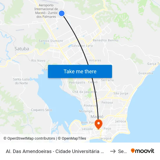 Al. Das Amendoeiras - Cidade Universitária Maceió - Al Brasil to Seune map