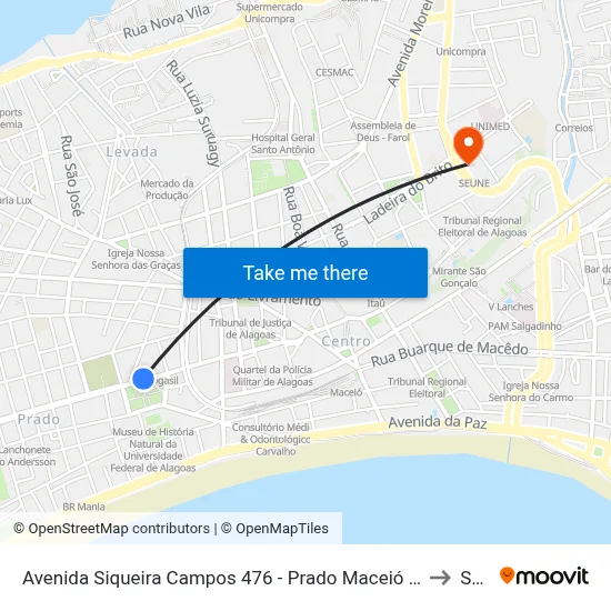 Avenida Siqueira Campos 476 - Prado Maceió - Al República Federativa Do Brasil to Seune map