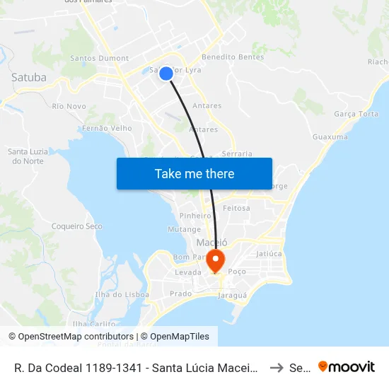R. Da Codeal 1189-1341 - Santa Lúcia Maceió - Al 57082-117 Brasil to Seune map