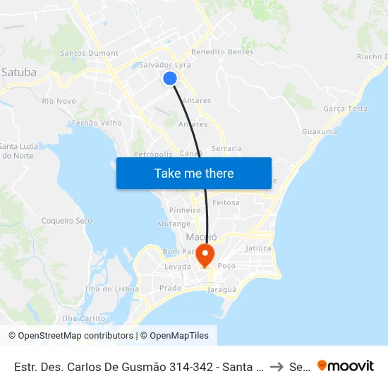 Estr. Des. Carlos De Gusmão 314-342 - Santa Lúcia Maceió - Al Brazil to Seune map
