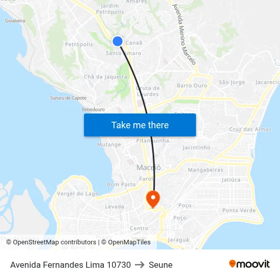 Avenida Fernandes Lima 10730 to Seune map