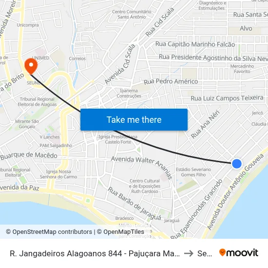 R. Jangadeiros Alagoanos 844 - Pajuçara Maceió - Al Brasil to Seune map