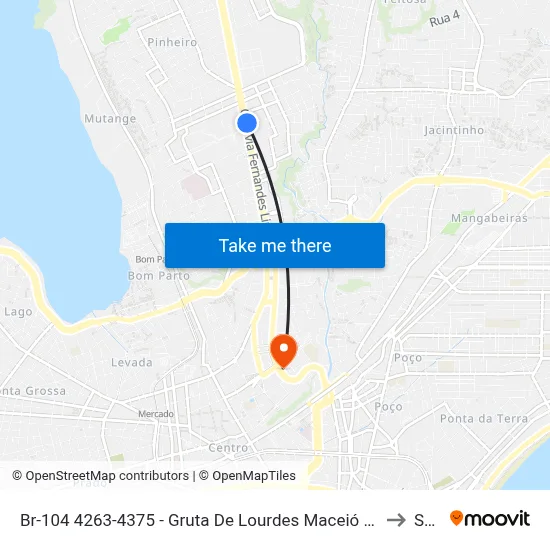 Br-104 4263-4375 - Gruta De Lourdes Maceió - Al República Federativa Do Brasil to Seune map