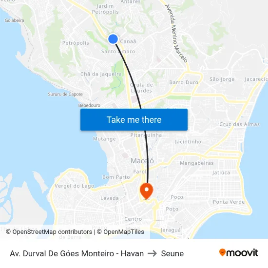 Av. Durval De Góes Monteiro - Havan to Seune map