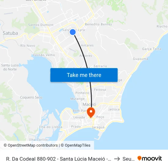 R. Da Codeal 880-902 - Santa Lúcia Maceió - Al Brasil to Seune map