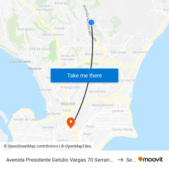 Avenida Presidente Getúlio Vargas 70 Serraria Maceió - Alagoas Brasil to Seune map