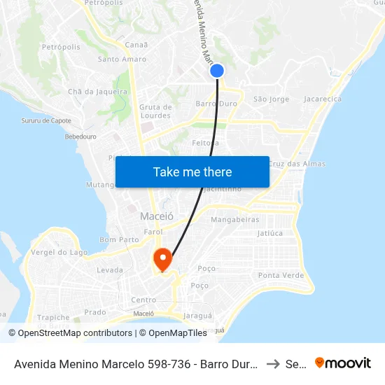 Avenida Menino Marcelo 598-736 - Barro Duro Maceió - Al Brasil to Seune map