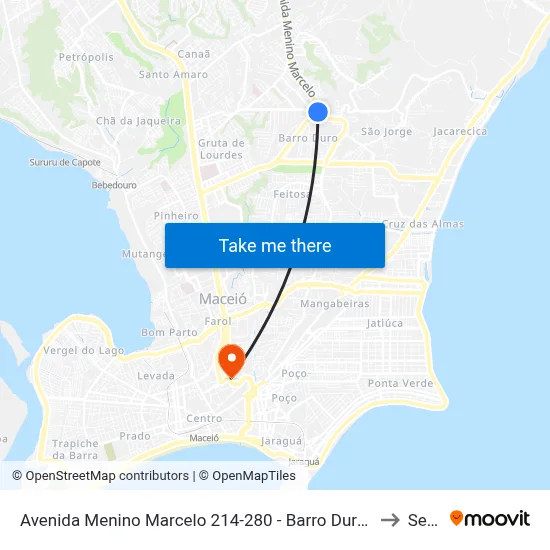 Avenida Menino Marcelo 214-280 - Barro Duro Maceió - Al Brasil to Seune map