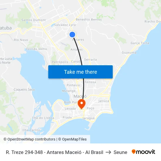 R. Treze 294-348 - Antares Maceió - Al Brasil to Seune map