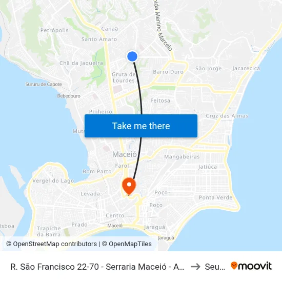 R. São Francisco 22-70 - Serraria Maceió - Al Brasil to Seune map