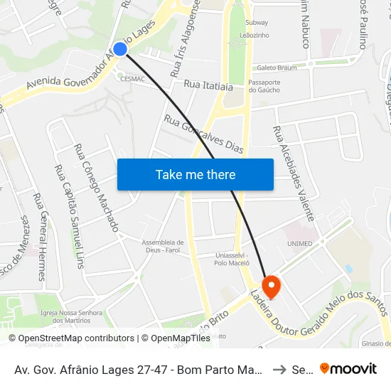 Av. Gov. Afrânio Lages 27-47 - Bom Parto Maceió - Al 57017-340 Brasil to Seune map