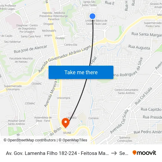 Av. Gov. Lamenha Filho 182-224 - Feitosa Maceió - Al Brasil to Seune map