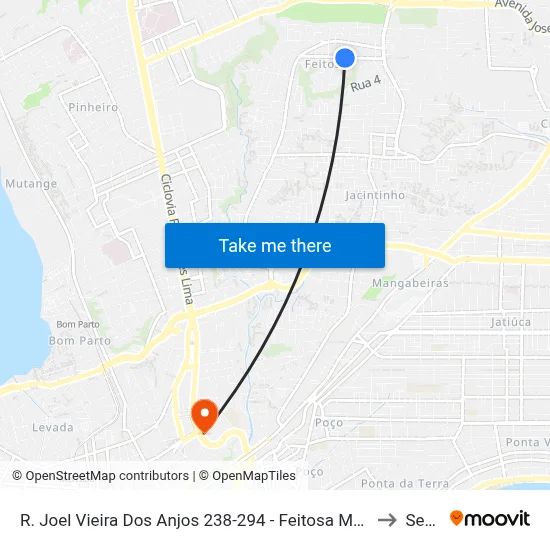 R. Joel Vieira Dos Anjos 238-294 - Feitosa Maceió - Al Brasil to Seune map