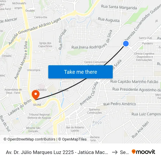 Av. Dr. Júlio Marques Luz 2225 - Jatiúca Maceió - Al 57035-700 Brasil to Seune map